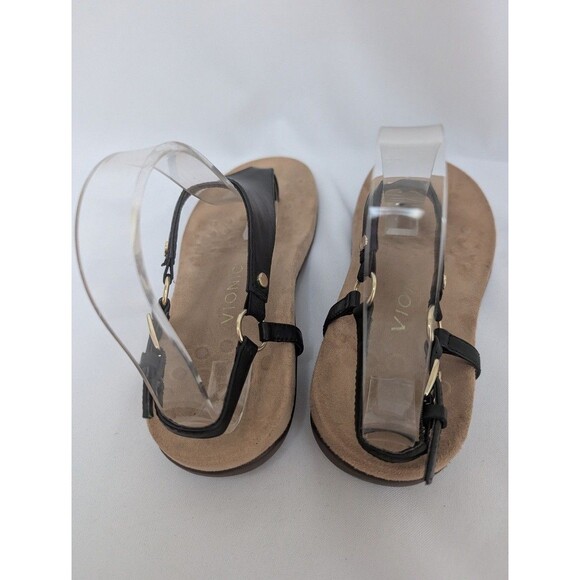 Vionic Rest Kirra Sandal Womens Sz 8 T Strap Orthotic Leather Black Thong - Picture 3 of 7